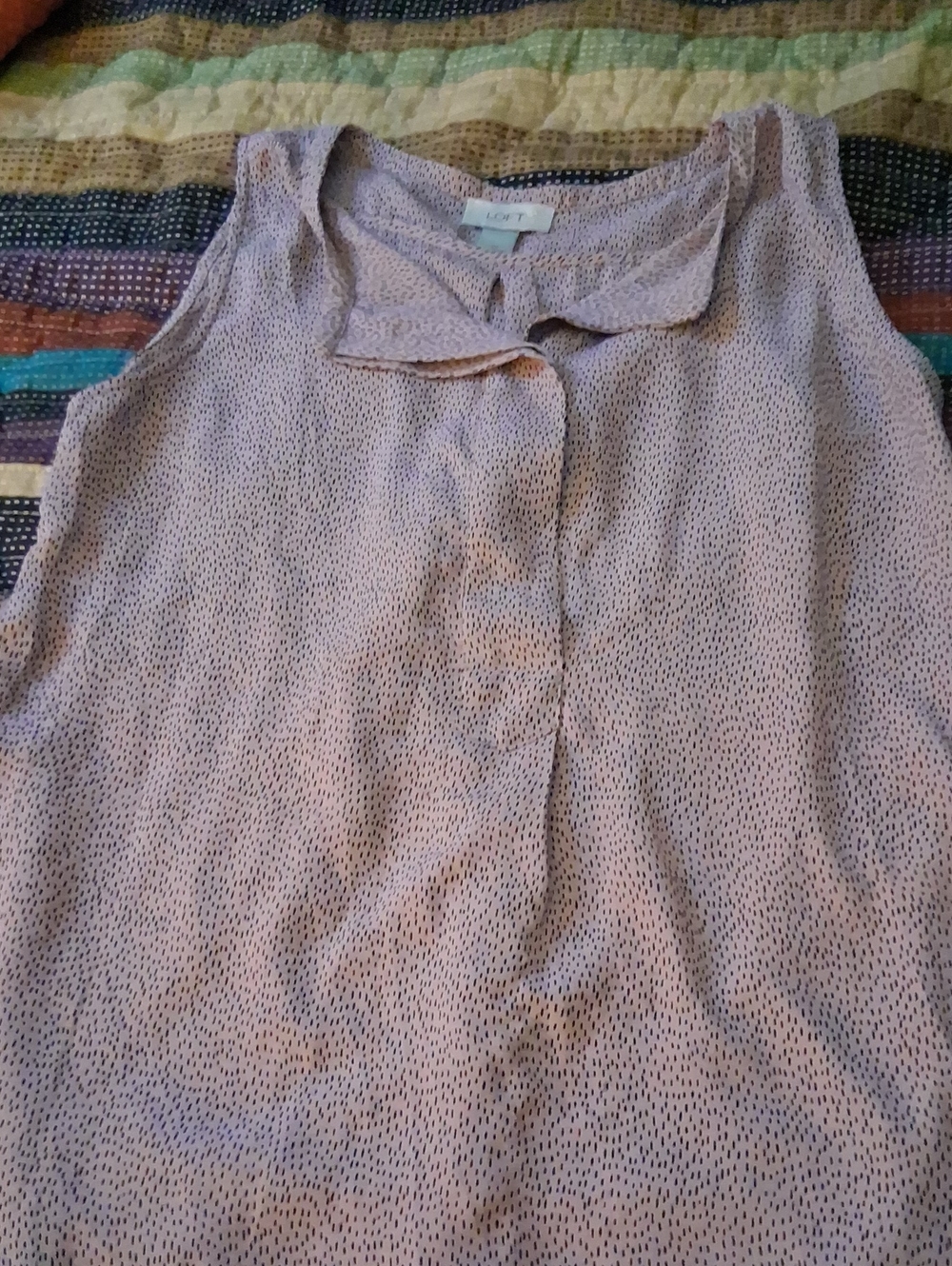 Loft Sleeveless Dot-Print Shell in Light Pink